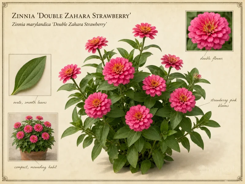 Zinnia ‘Double Zahara Strawberry’ (Zinnia marylandica ‘Double Zahara Strawberry’)