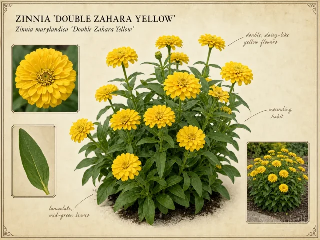 Zinnia ‘Double Zahara Yellow’ (Zinnia marylandica ‘Double Zahara Yellow’)