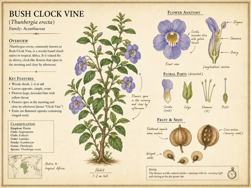 Bush Clock Vine (Thunbergia  erecta)