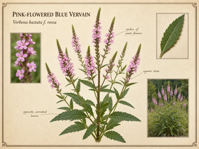 Pink-Flowered Blue Vervain (Verbena hastata f. rosea)