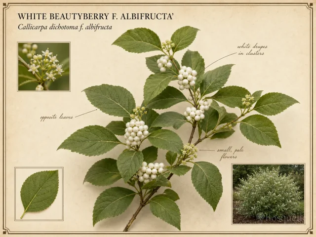 White Beautyberry f. albifructa’ (Callicarpa dichotoma f. albifructa)