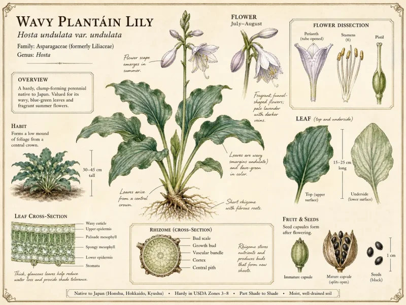 Wavy Plantain Lily (Hosta undulata var. undulata)