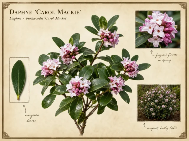 Daphne ‘Carol Mackie’ (Daphne × burkwoodii ‘Carol Mackie’)