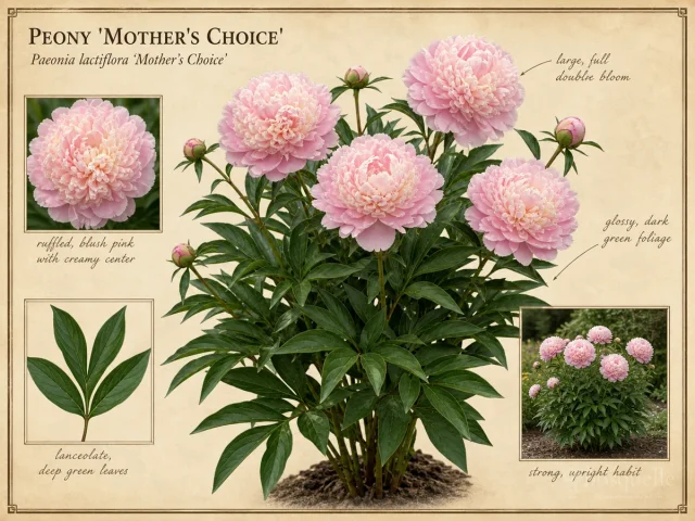 Peony ‘Mother’s Choice’ (Paeonia lactiflora ‘Mother’s Choice’)