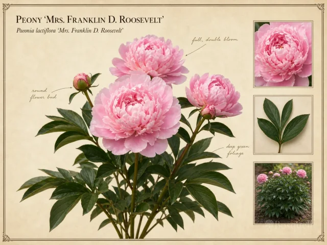 Peony ‘Mrs. Franklin D. Roosevelt’ (Paeonia lactiflora ‘Mrs. Franklin D. Roosevelt’)