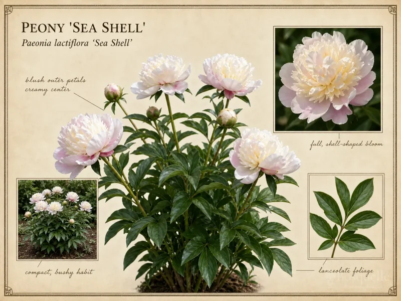 Peony 'Sea Shell' botanical diagram