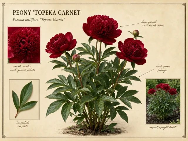 Peony ‘Topeka Garnet’ (Paeonia lactiflora ‘Topeka Garnet’)