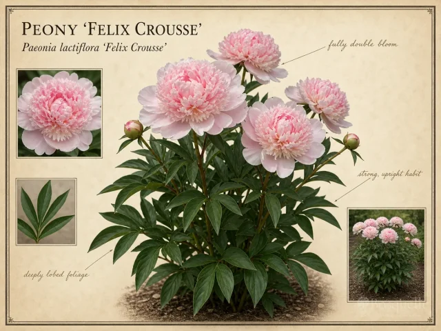 Peony ‘Felix Crousse’ (Paeonia lactiflora ‘Felix Crousse’)