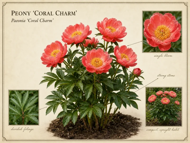 Peony ‘Coral Charm’ (Paeonia ‘Coral Charm’)