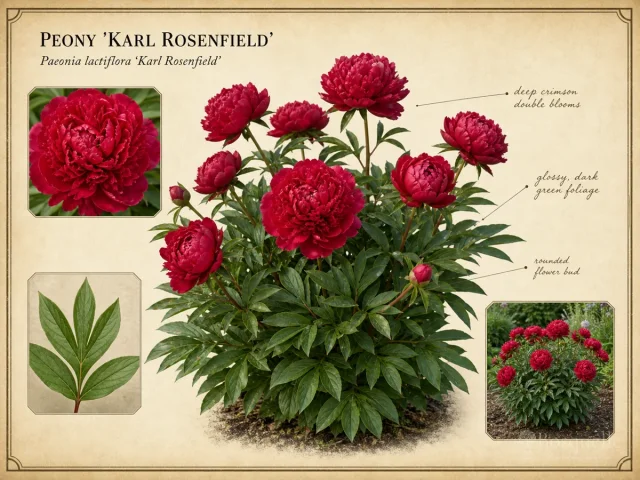 Peony ‘Karl Rosenfield’ (Paeonia lactiflora ‘Karl Rosenfield’)