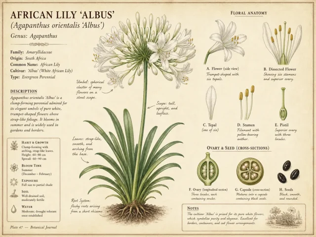 African Lily ‘Albus’ (Agapanthus orientalis ‘Albus’)