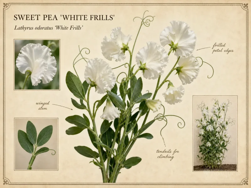 Sweet Pea ‘White Frills’ (Lathyrus odoratus ‘White Frills’)