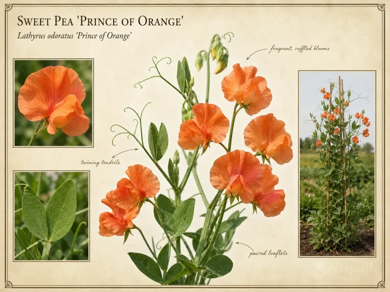 Sweet Pea ‘Prince of Orange’ (Lathyrus odoratus ‘Prince of Orange’)