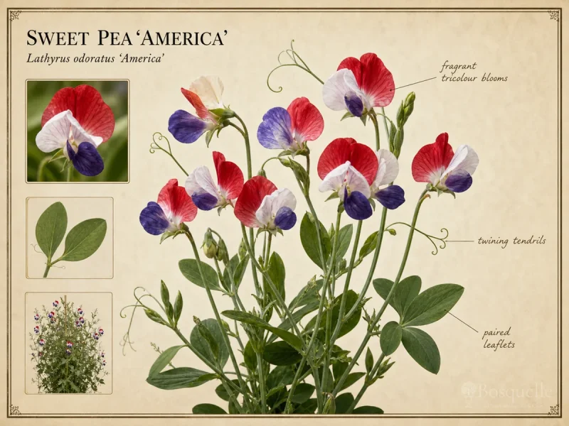 Sweet Pea ‘America’ (Lathyrus odoratus ‘America’)