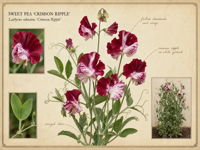 Sweet Pea ‘Crimson Ripple’ (Lathyrus odoratus ‘Crimson Ripple’)