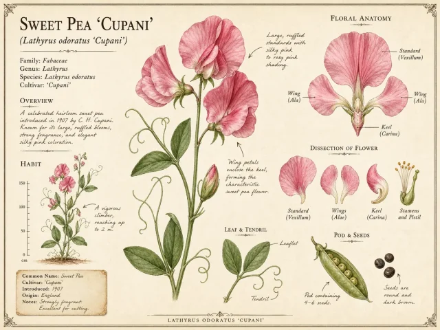 Sweet Pea 'Cupani' — A deep pot, full sun, and a small trellis