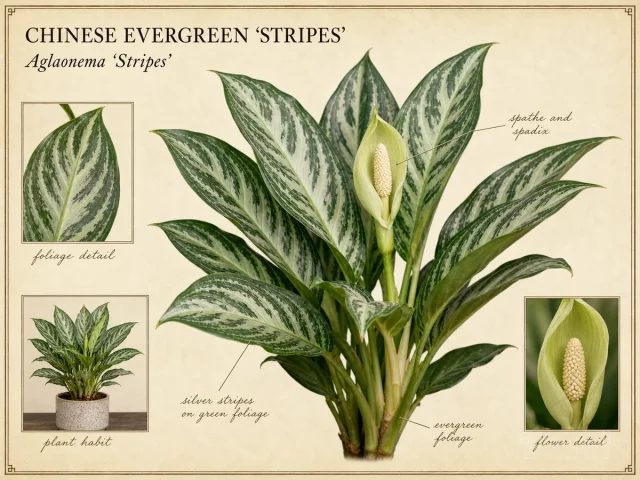Chinese Evergreen ‘Stripes’ (Aglaonema ‘Stripes’)