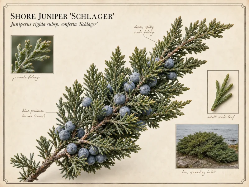 Shore Juniper ‘Schlager’ (Juniperus rigida subsp. conferta ‘Schlager’)