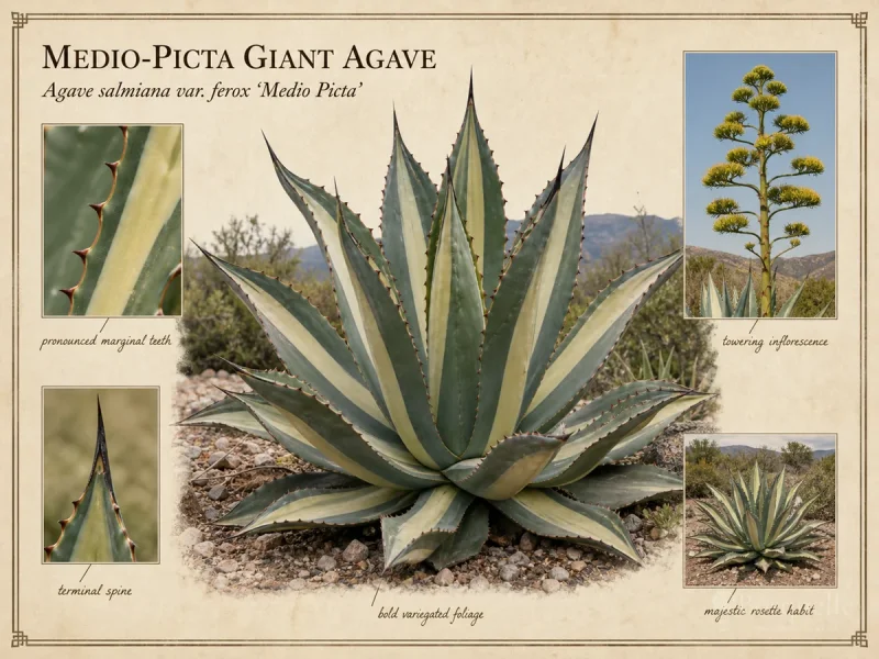 Medio-picta Giant Agave (Agave salmiana var. ferox ‘Medio Picta’)