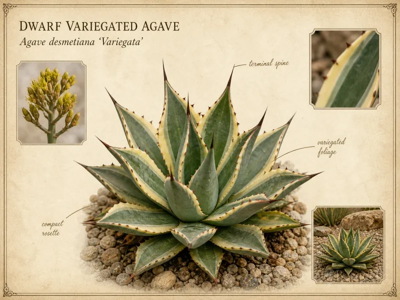 Dwarf Variegated Agave (Agave desmetiana ‘Variegata’)
