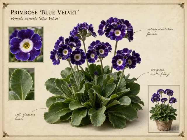 Primrose ‘Blue Velvet’ (Primula auricula ‘Blue Velvet’)