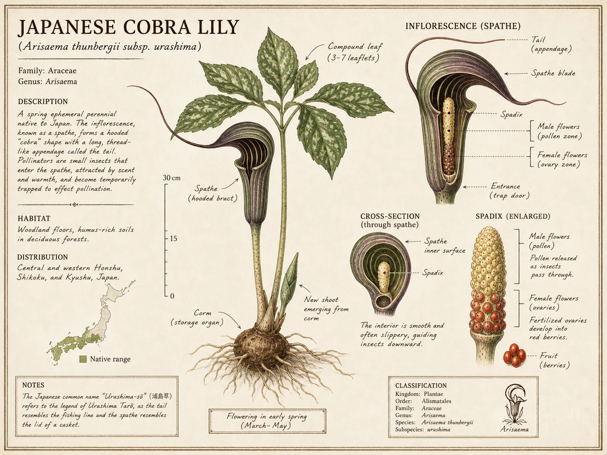Japanese Cobra Lily (Arisaema thunbergii subsp. urashima)