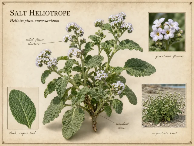 Salt Heliotrope — Full sun, even moisture, and frost-free warmth