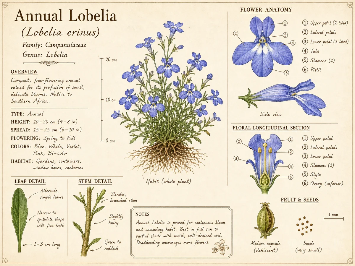 Annual Lobelia botanical diagram