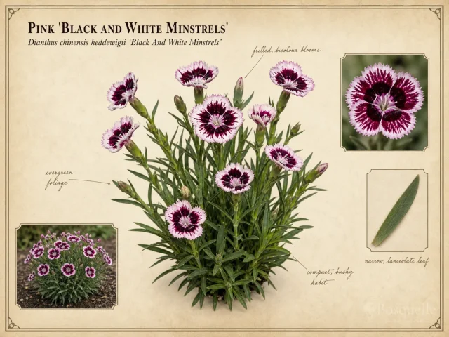 Pink ‘Black And White Minstrels’ (Dianthus chinensis heddewigii ‘Black And White Minstrels’)