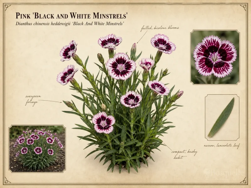 Pink ‘Black And White Minstrels’ (Dianthus chinensis heddewigii ‘Black And White Minstrels’)