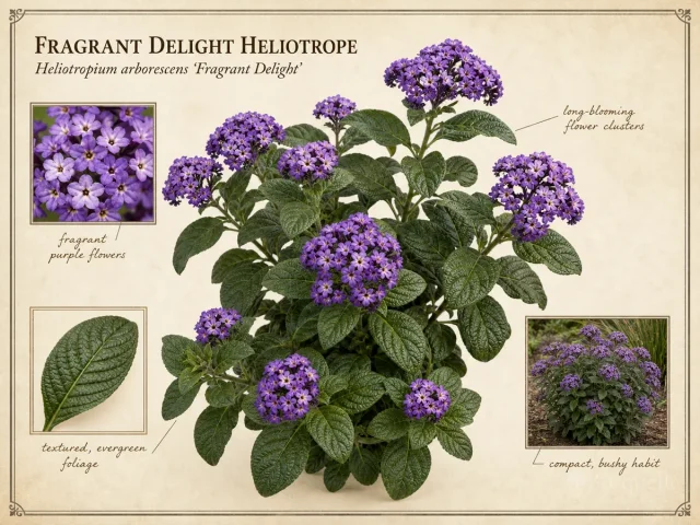Fragrant Delight Heliotrope — Full sun, even moisture, and frost-free warmth