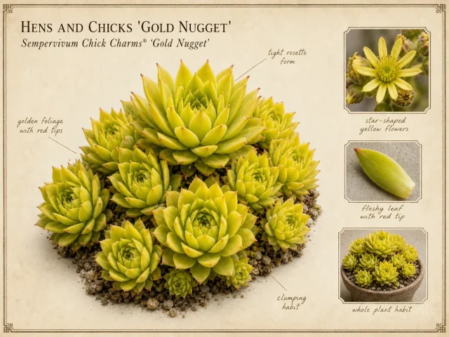 Hens and Chicks ‘Gold Nugget’ (Sempervivum Chick Charms® ‘Gold Nugget’)