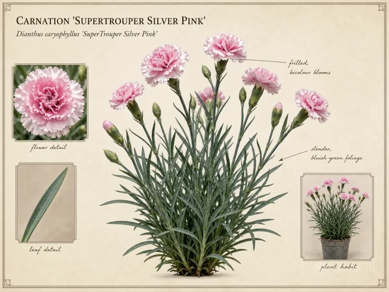 Carnation ‘SuperTrouper Silver Pink’ (Dianthus caryophyllus SuperTrouper Silver Pink)