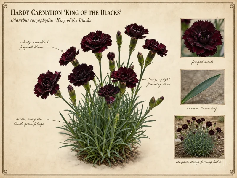 Hardy Carnation ‘King of the Blacks’ (Dianthus caryophyllus ‘King of the Blacks’)