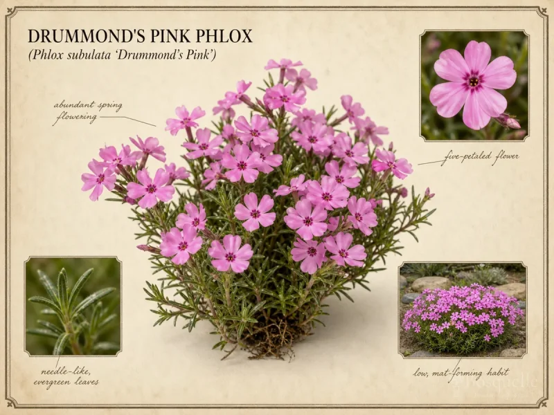 Drummond's Pink Phlox botanical diagram