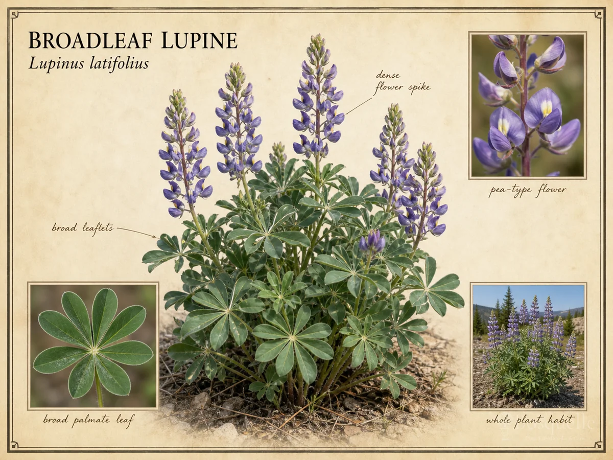 Broadleaf Lupine botanical diagram