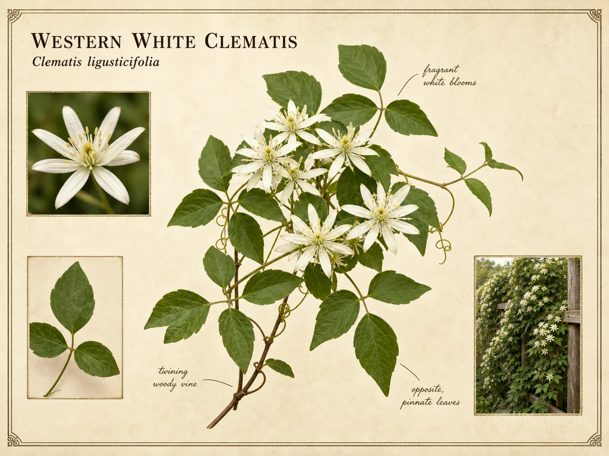 Western White Clematis botanical diagram