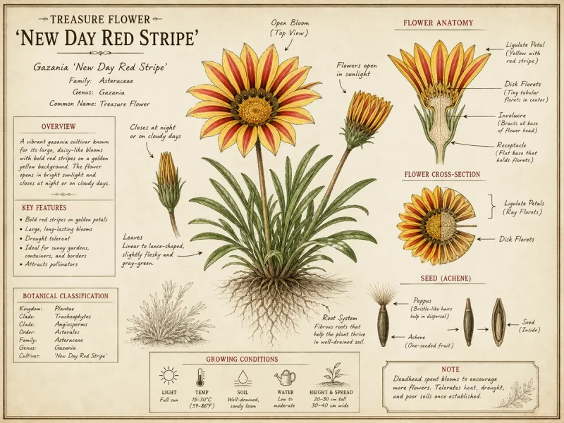 Treasure Flower 'New Day Red Stripe'