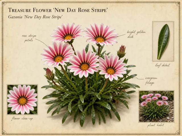 Treasure Flower ‘New Day Rose Stripe’ (Gazania ‘New Day Rose Stripe’)
