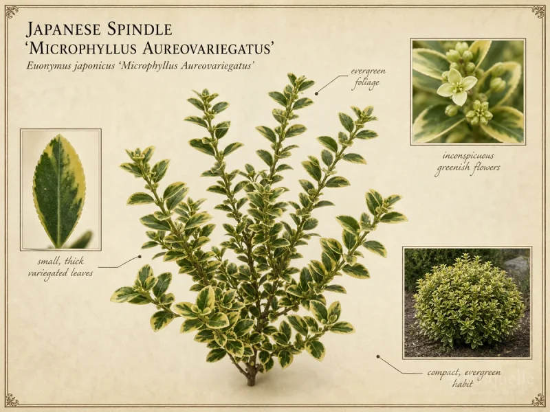 Japanese Spindle ‘Microphyllus Aureovariegatus’ (Euonymus japonicus ‘Microphyllus Aureovariegatus’)