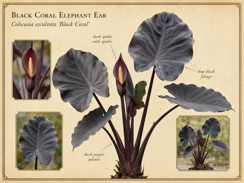 Black Coral Elephant Ear (Colocasia esculenta ‘Black Coral’)