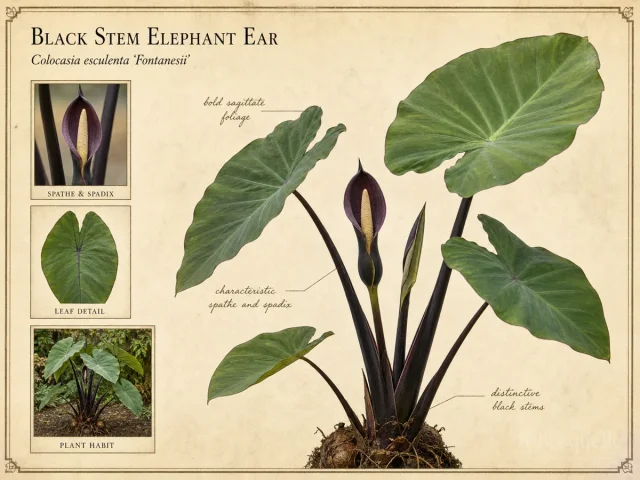Black Stem Elephant Ear (Colocasia esculenta ‘Fontanesii’)