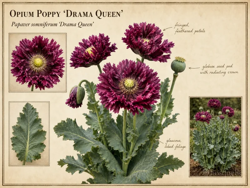 Opium Poppy ‘Drama Queen’ (Papaver somniferum ‘Drama Queen’)