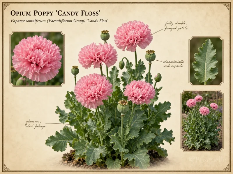 Opium Poppy ‘Candy Floss’ (Papaver somniferum (Paeoniiflorum Group) ‘Candy Floss’)