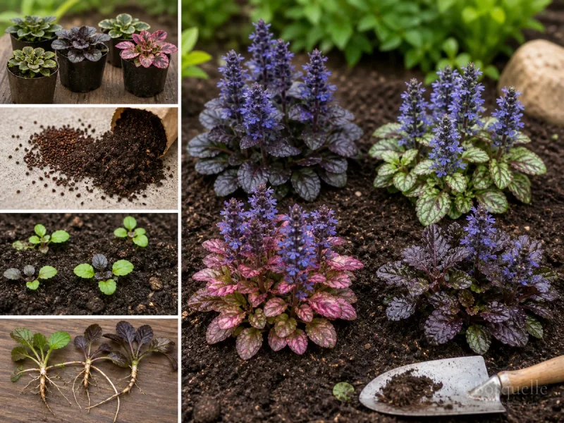 Planting Ajuga — for Bugle Feathered Friends™ 'Petite Parakeet'