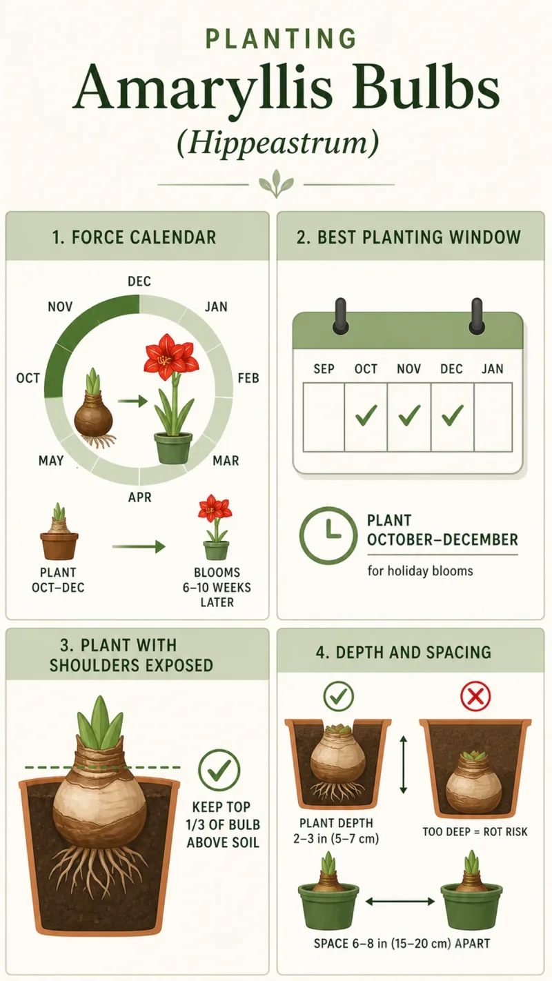 Planting Amaryllis Bulbs care summary diagram