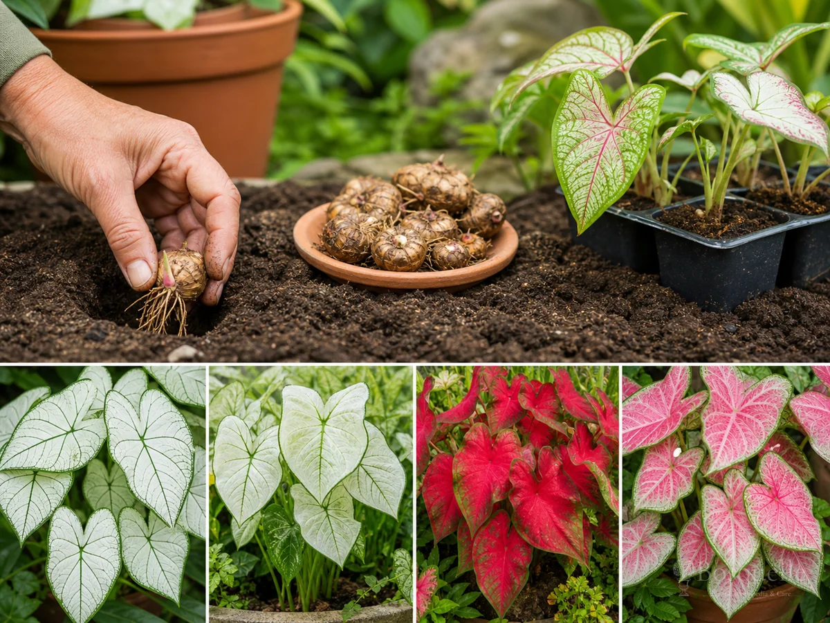 Planting Caladium Tubers guide illustration