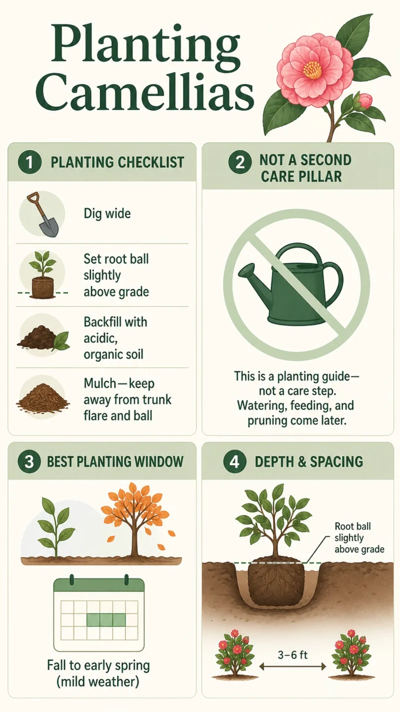 Planting Camellias care summary diagram