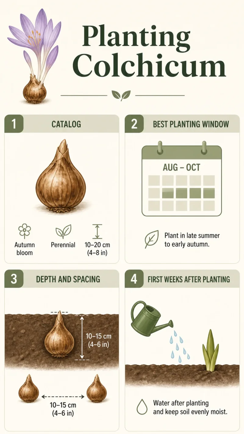 Planting Colchicum care summary diagram