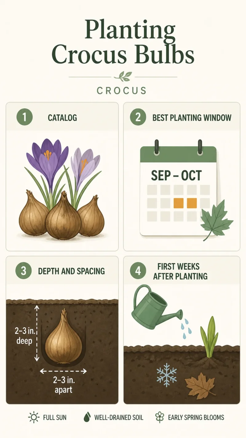 Planting Crocus Bulbs care summary diagram